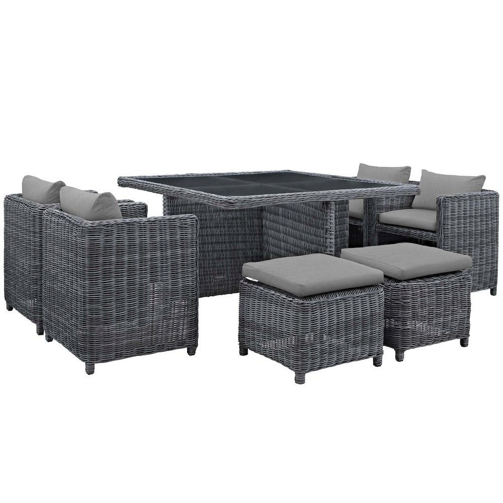 Summon 9 Piece Outdoor Patio Sunbrella Dining Set. Picture 1