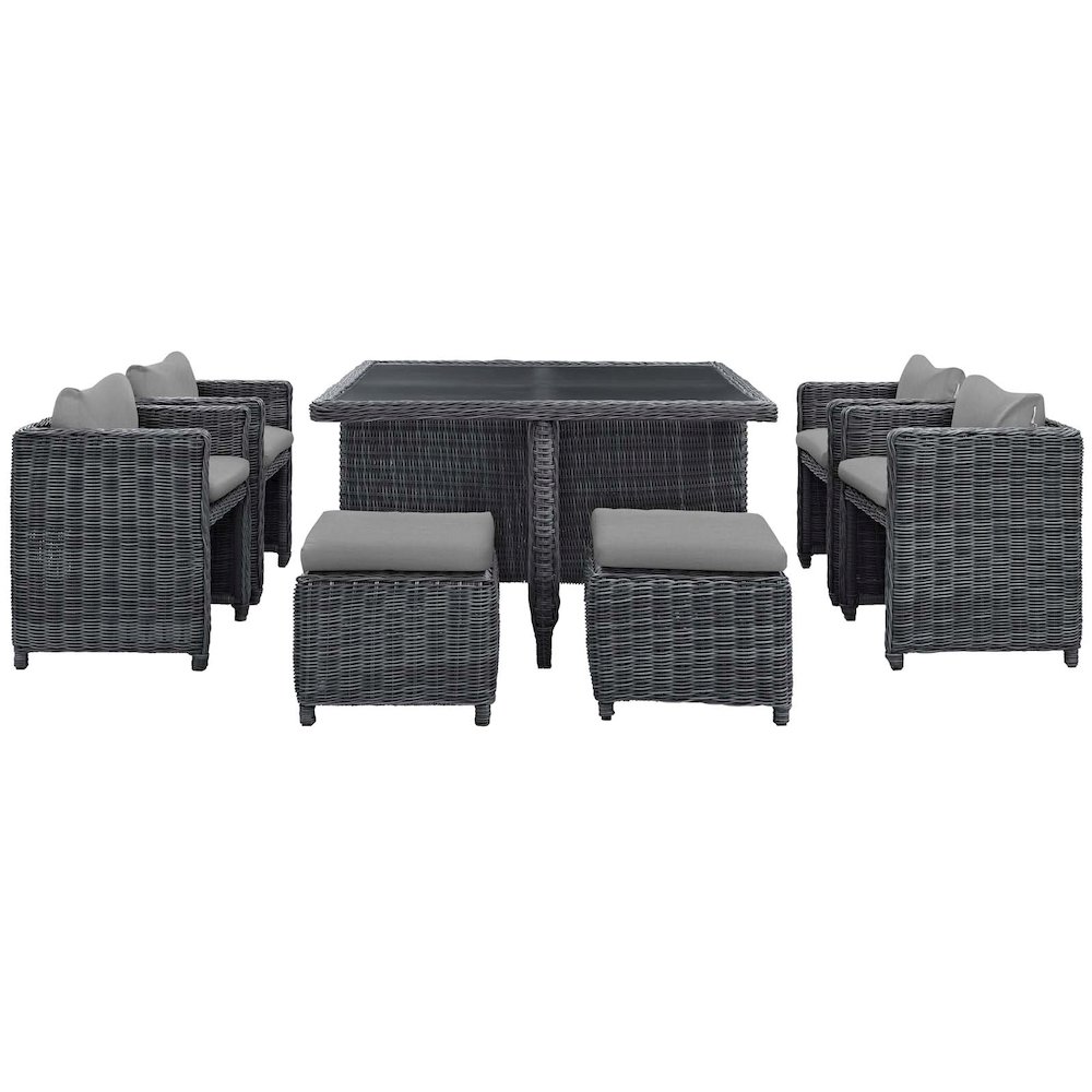 Summon 9 Piece Outdoor Patio Sunbrella Dining Set. Picture 3