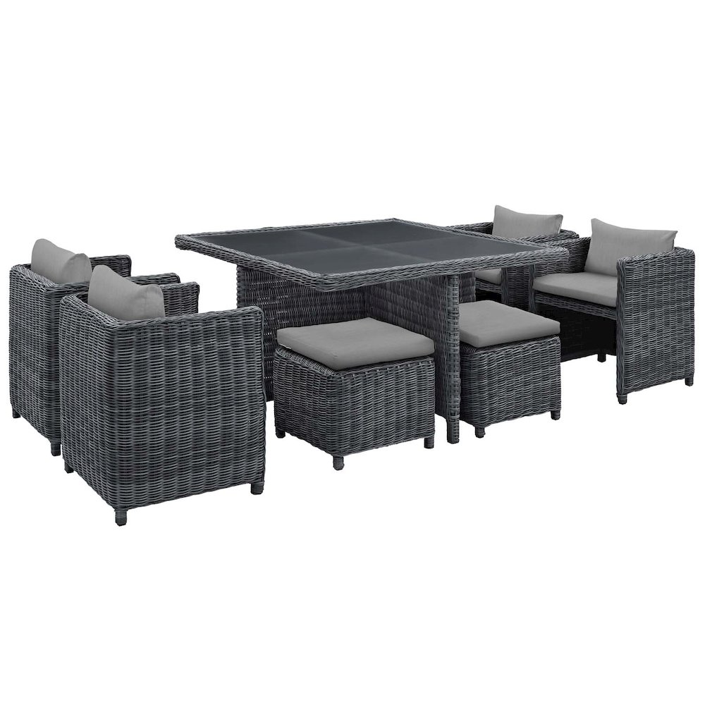 Summon 9 Piece Outdoor Patio Sunbrella Dining Set. Picture 4