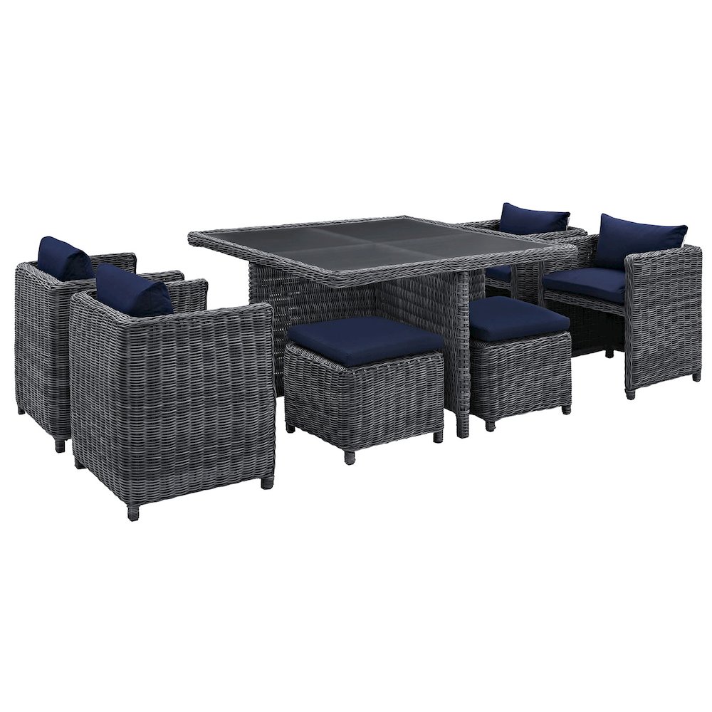 Summon 9 Piece Outdoor Patio Sunbrella Dining Set. Picture 2