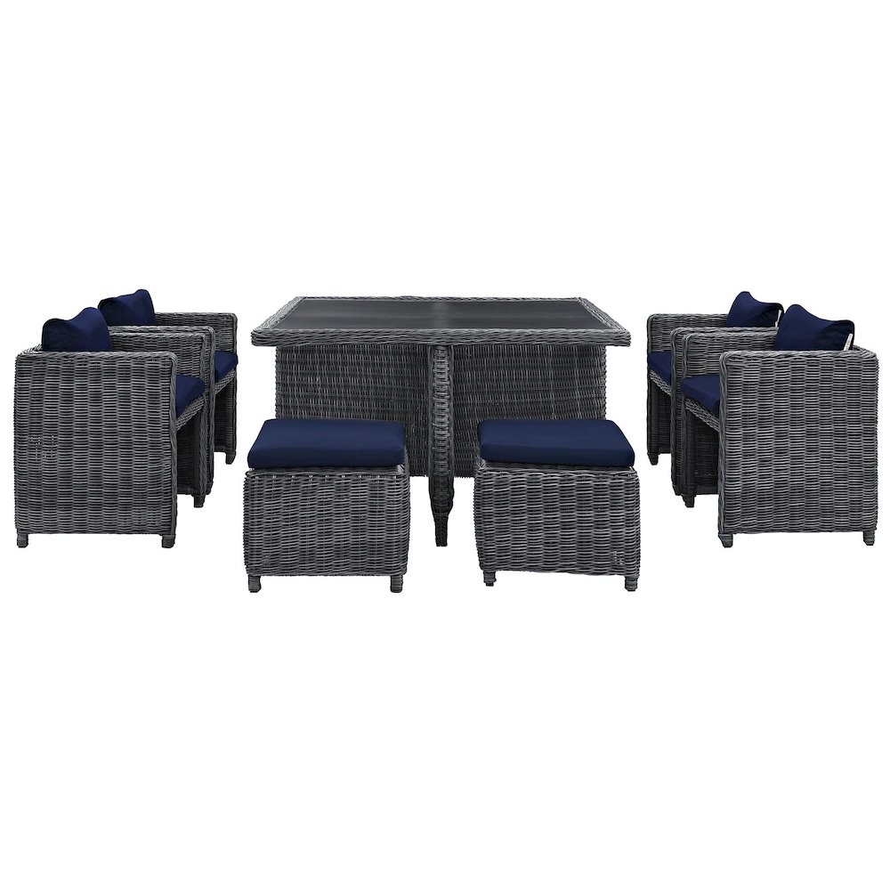 Summon 9 Piece Outdoor Patio Sunbrella Dining Set. Picture 3
