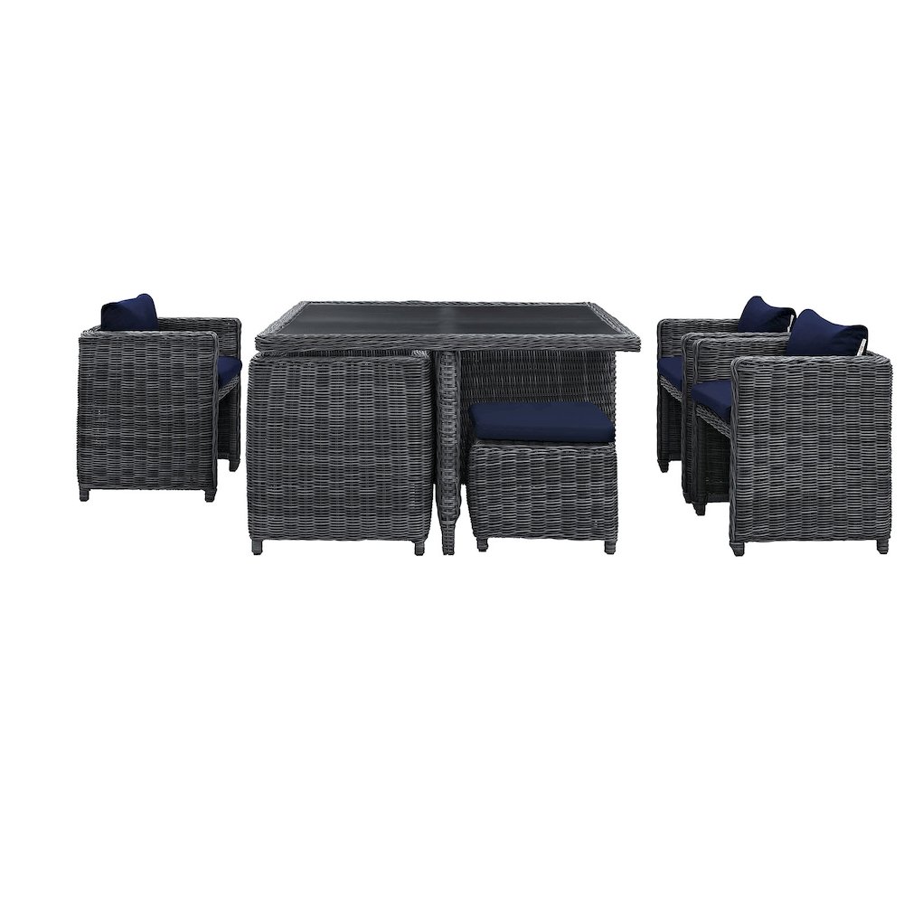 Summon 9 Piece Outdoor Patio Sunbrella Dining Set. Picture 4