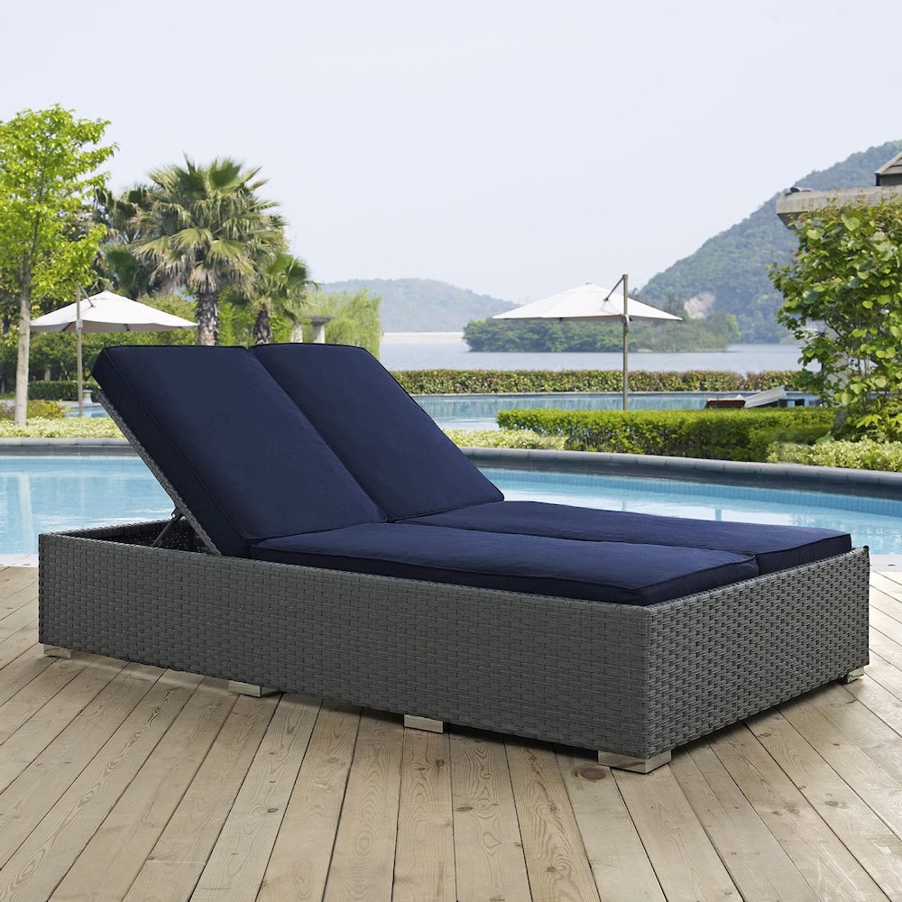 Sojourn Outdoor Patio Sunbrella Double Chaise. Picture 4