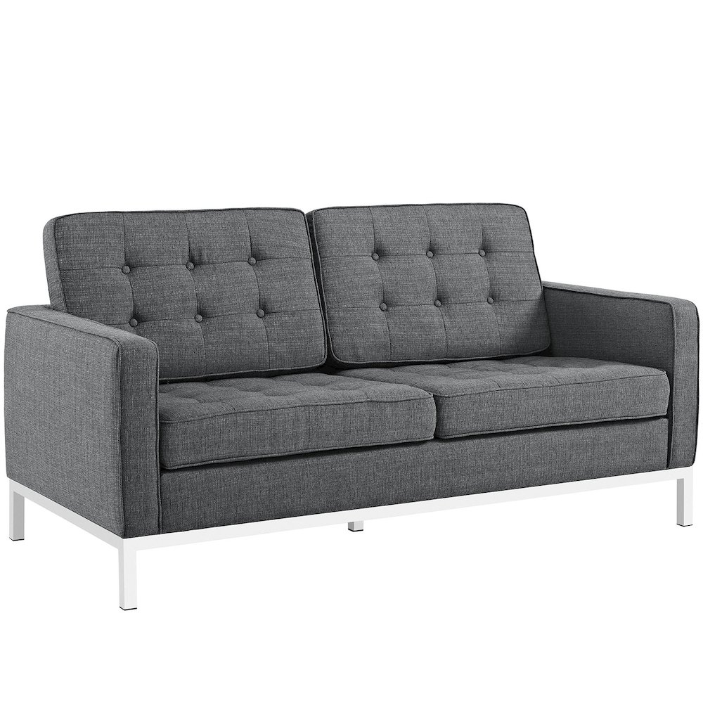 Loft Upholstered Fabric Loveseat. Picture 1