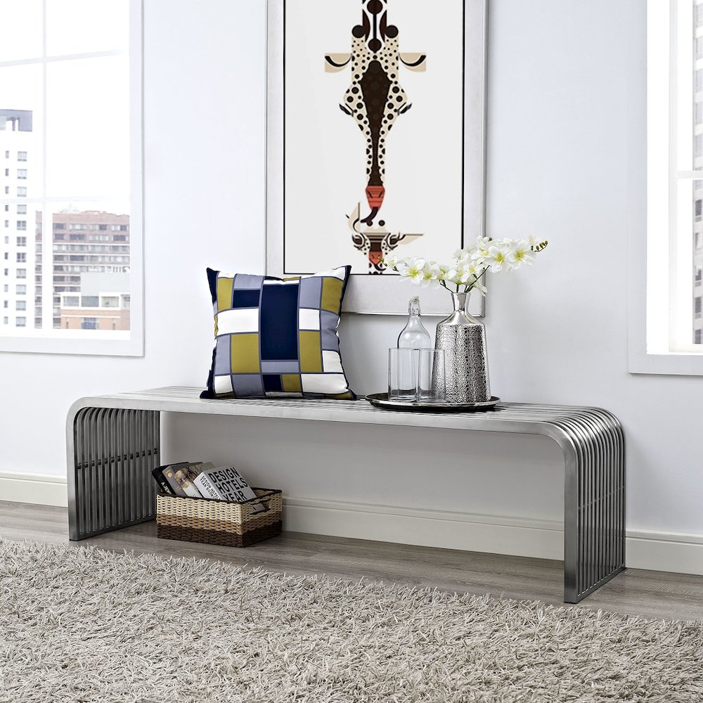 Pipe 60" Stainless Steel Bench. Picture 4