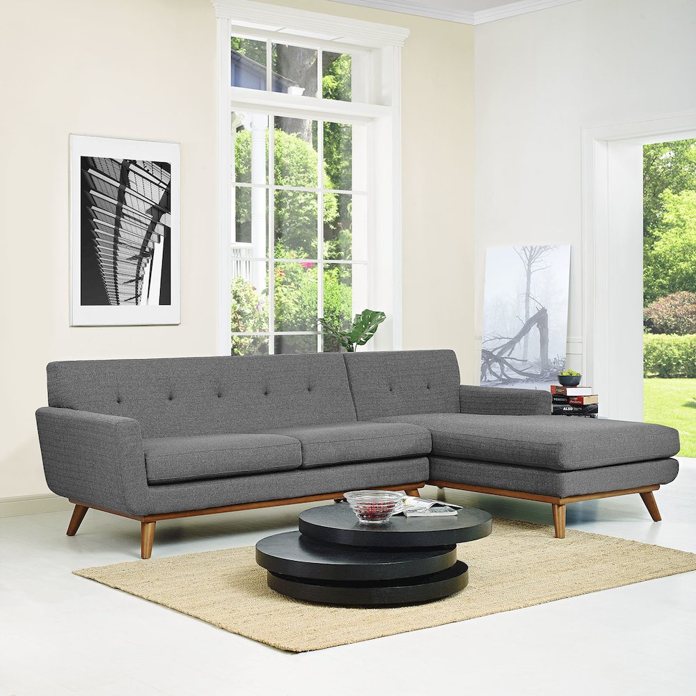 Engage Right-Facing Upholstered Fabric Sectional Sofa. Picture 6