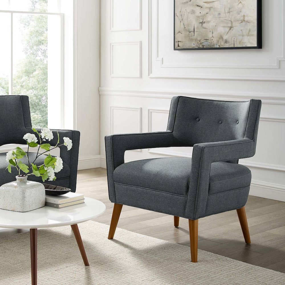 Sheer Upholstered Fabric Armchair. Picture 6