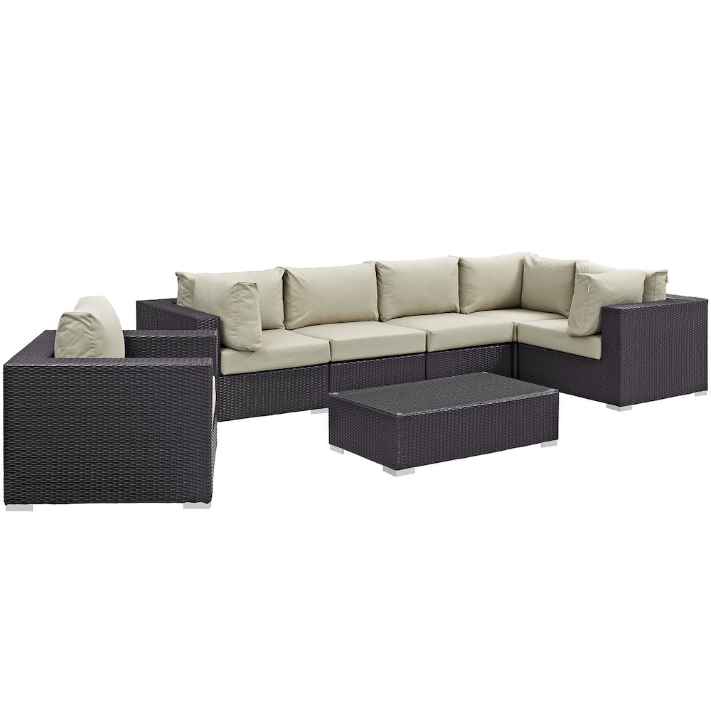 Convene 7 Piece Outdoor Patio Sectional Set. Picture 1