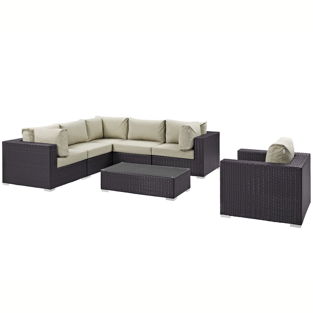 Convene 7 Piece Outdoor Patio Sectional Set. Picture 2