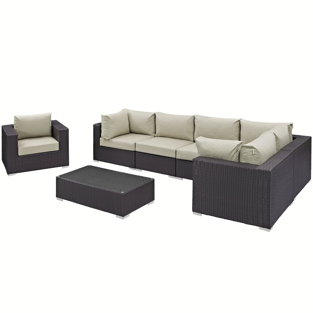 Convene 7 Piece Outdoor Patio Sectional Set. Picture 3
