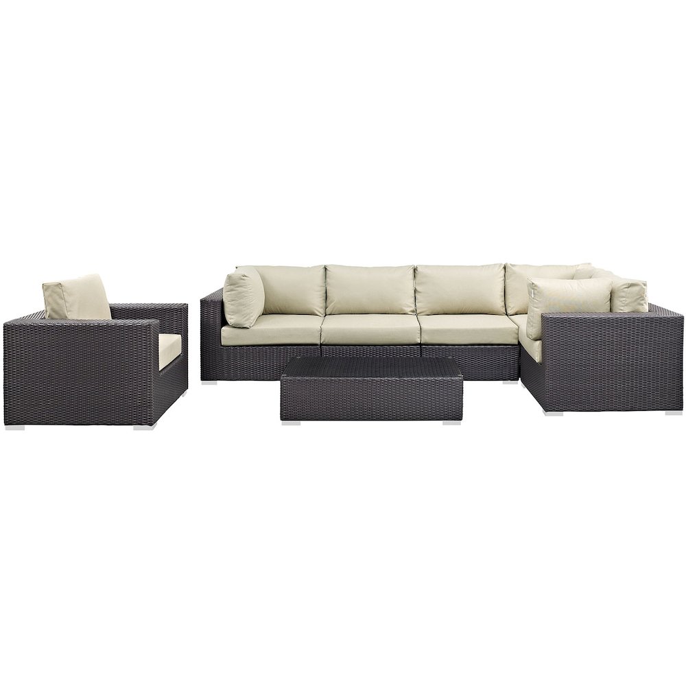 Convene 7 Piece Outdoor Patio Sectional Set. Picture 4