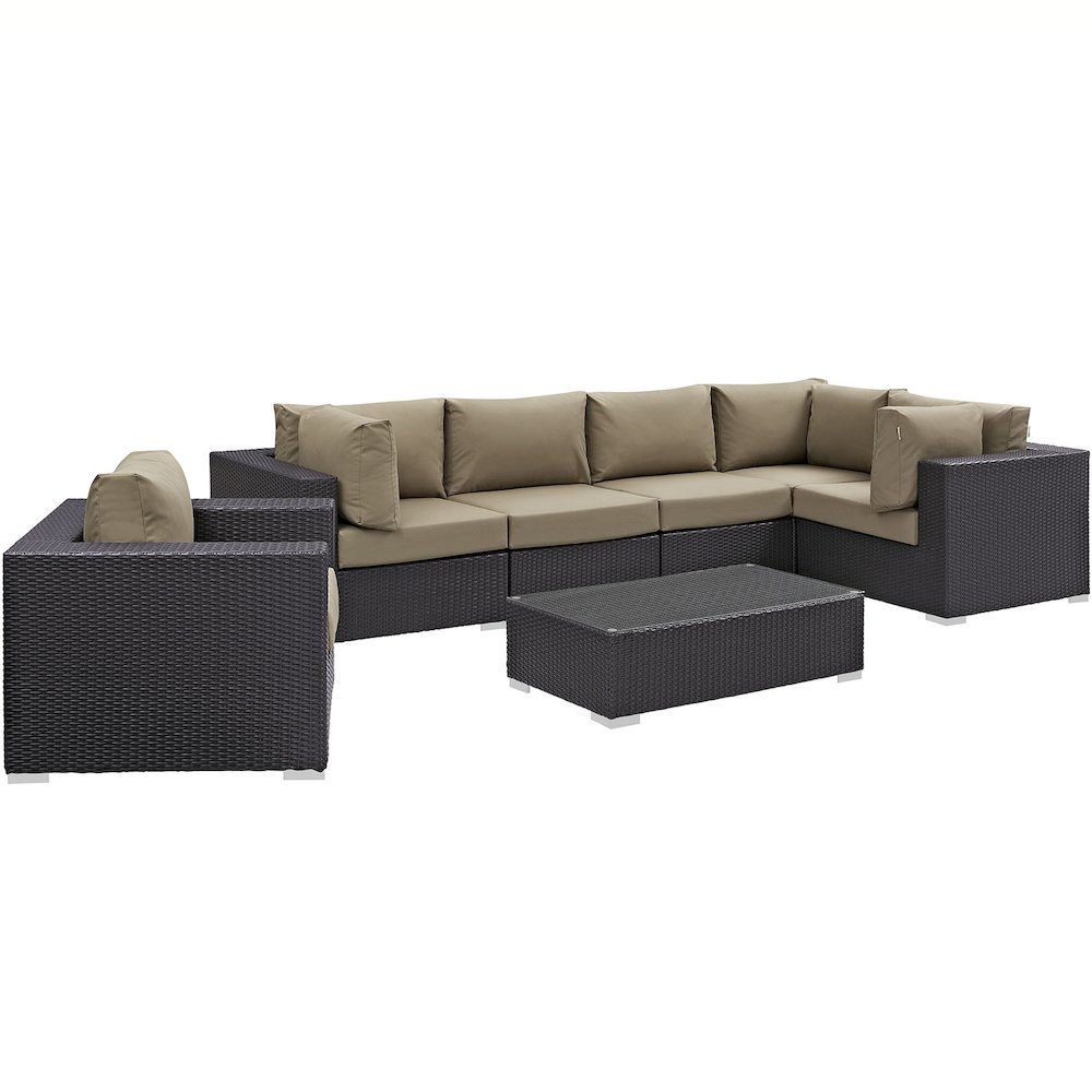 Convene 7 Piece Outdoor Patio Sectional Set. Picture 1