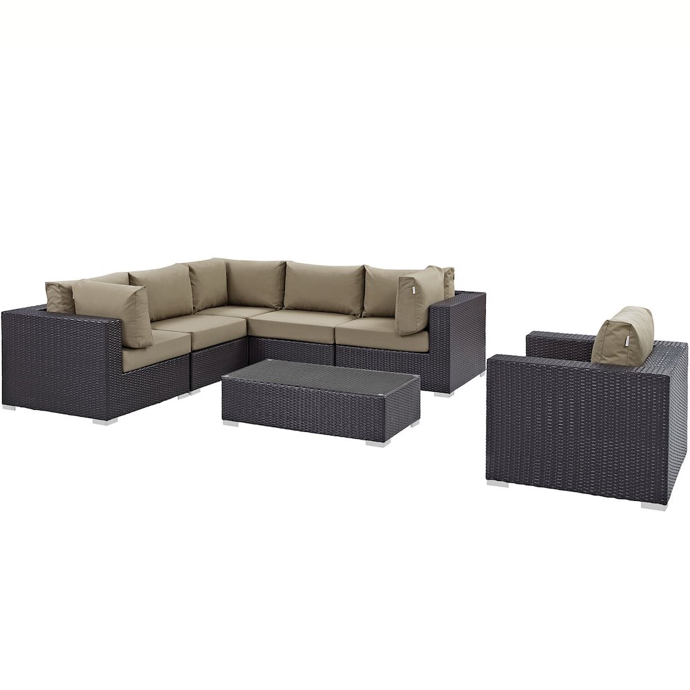 Convene 7 Piece Outdoor Patio Sectional Set. Picture 2