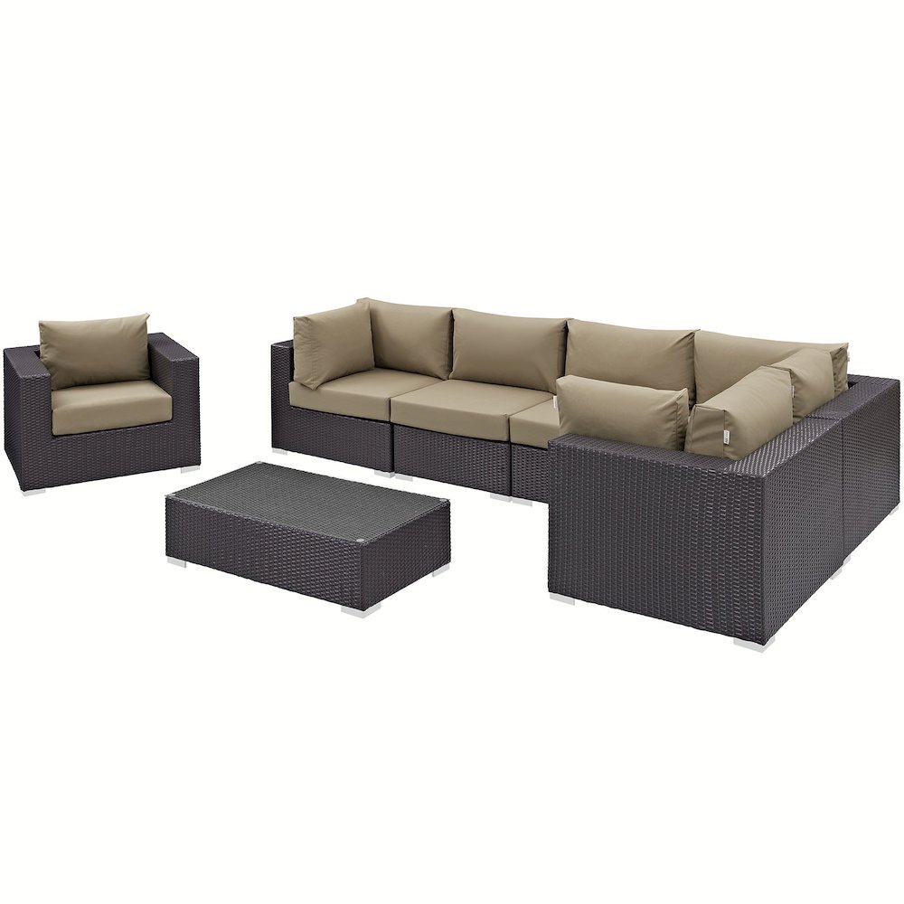 Convene 7 Piece Outdoor Patio Sectional Set. Picture 3