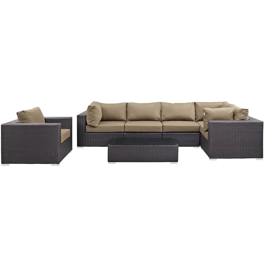 Convene 7 Piece Outdoor Patio Sectional Set. Picture 4