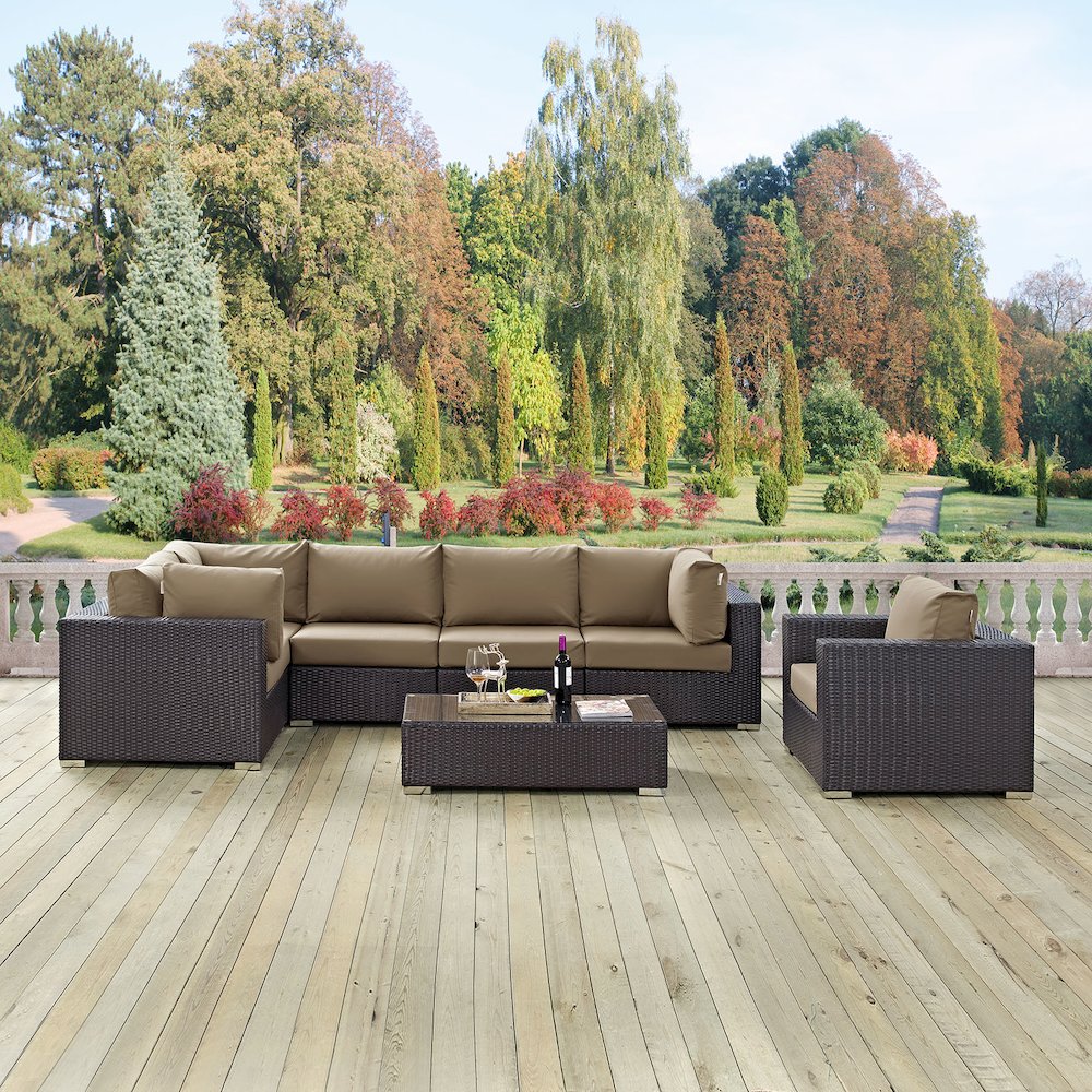 Convene 7 Piece Outdoor Patio Sectional Set. Picture 9
