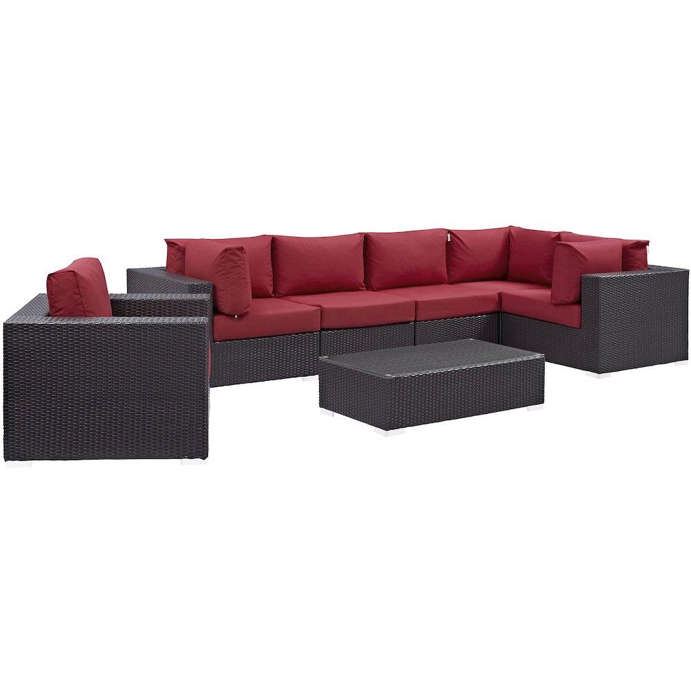 Convene 7 Piece Outdoor Patio Sectional Set. Picture 1