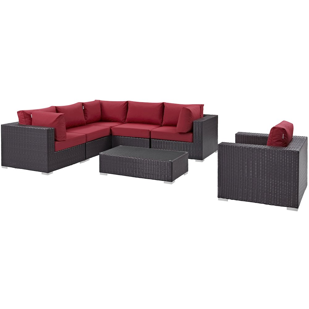 Convene 7 Piece Outdoor Patio Sectional Set. Picture 2