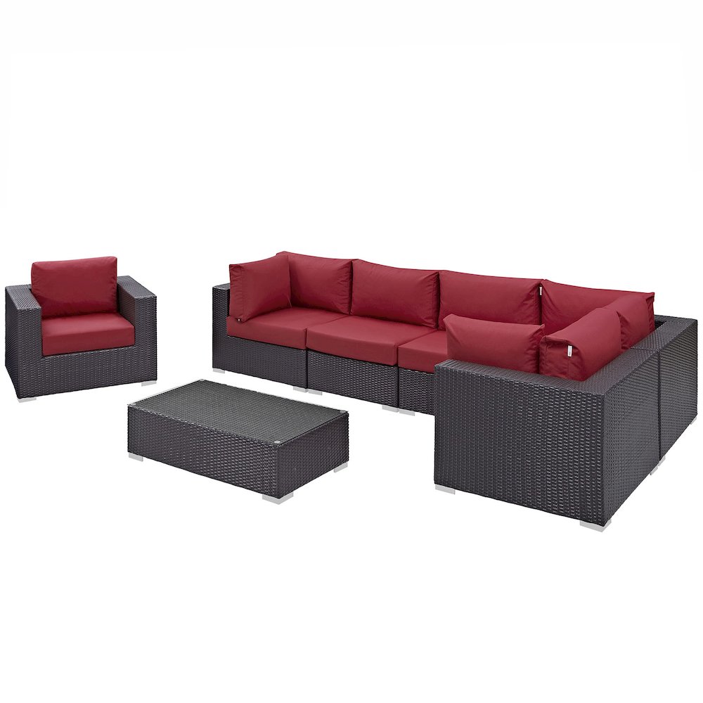 Convene 7 Piece Outdoor Patio Sectional Set. Picture 3