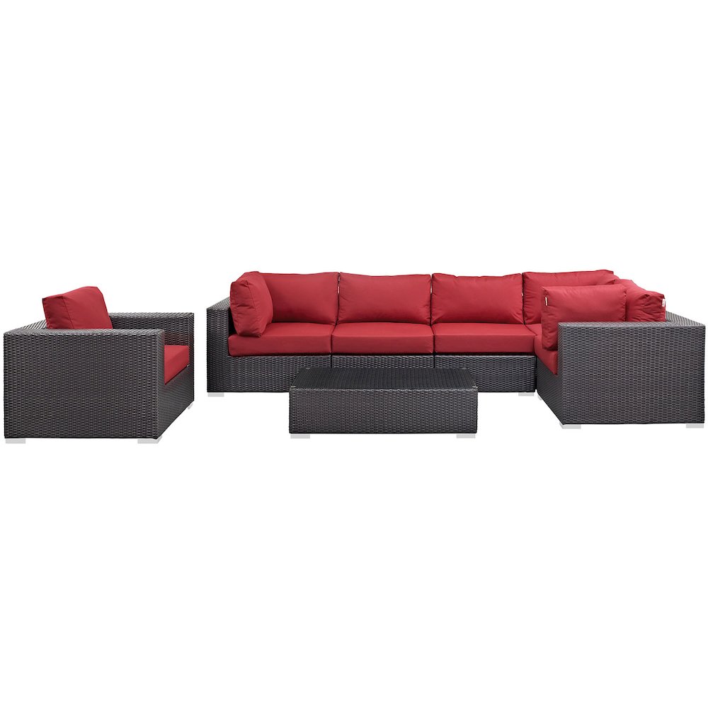 Convene 7 Piece Outdoor Patio Sectional Set. Picture 4