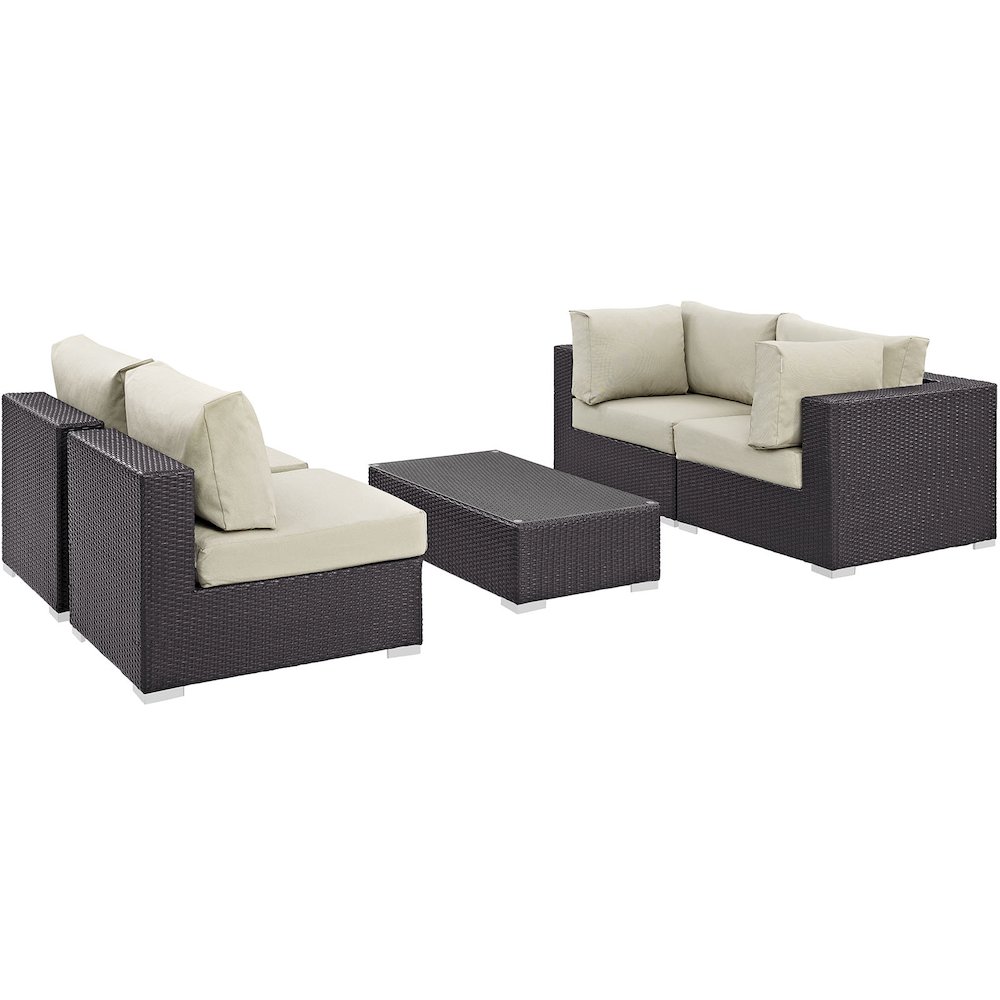 Convene 5 Piece Outdoor Patio Sectional Set. Picture 1