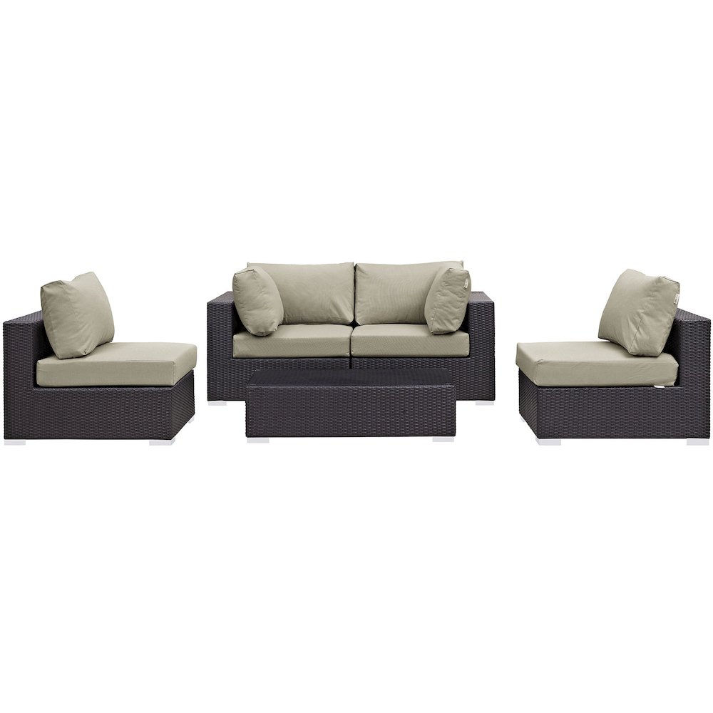 Convene 5 Piece Outdoor Patio Sectional Set. Picture 3