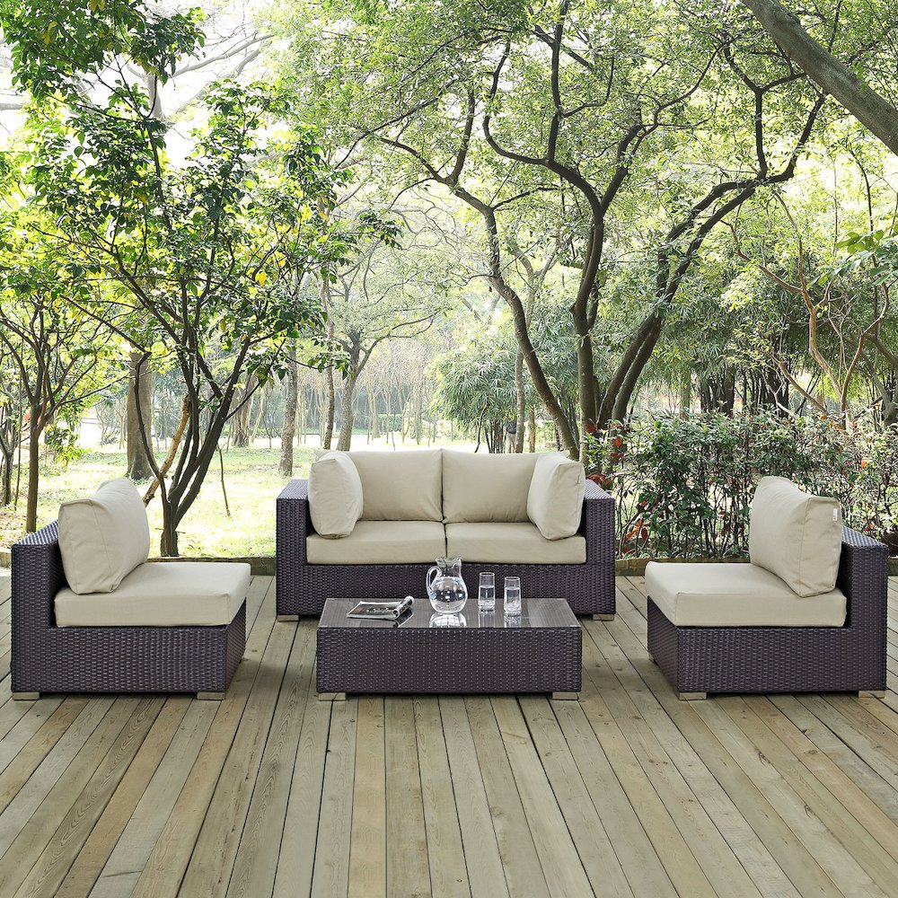 Convene 5 Piece Outdoor Patio Sectional Set. Picture 7