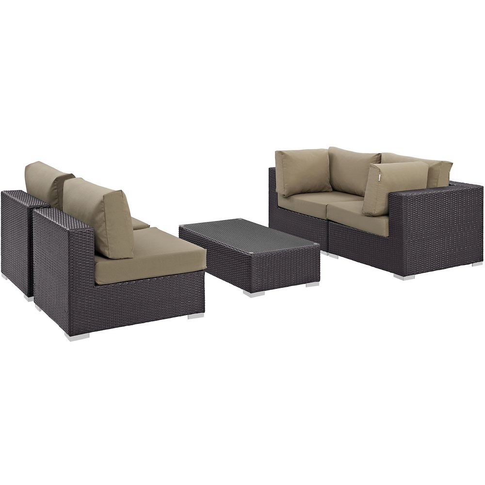 Convene 5 Piece Outdoor Patio Sectional Set. Picture 1