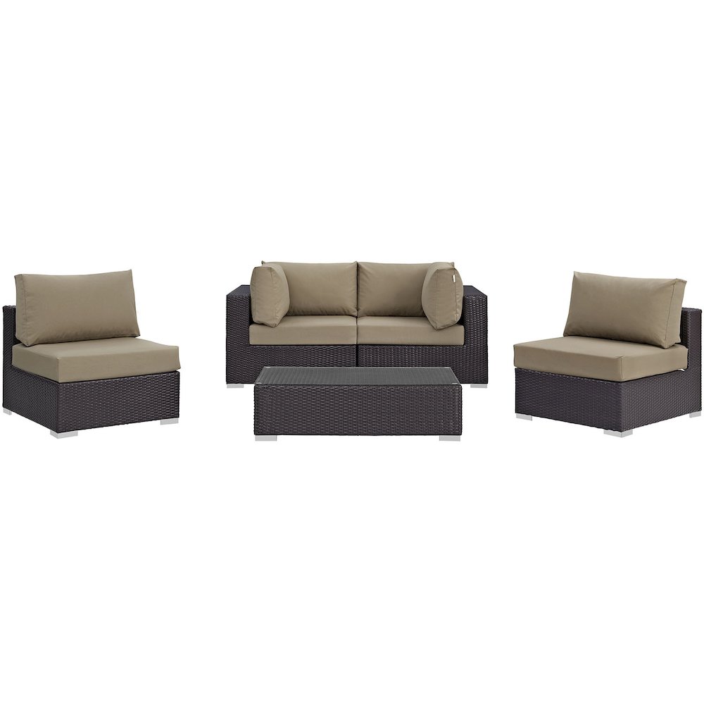 Convene 5 Piece Outdoor Patio Sectional Set. Picture 2