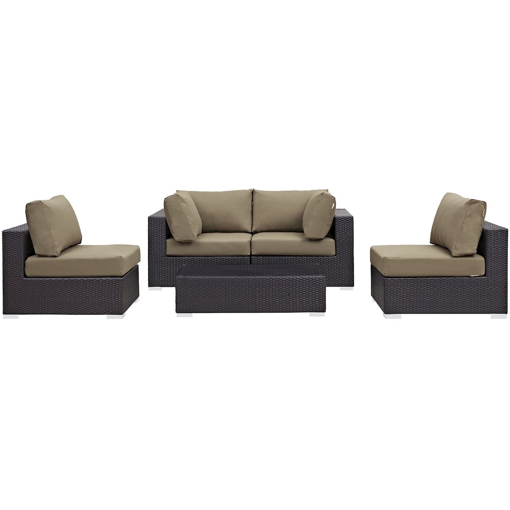 Convene 5 Piece Outdoor Patio Sectional Set. Picture 3