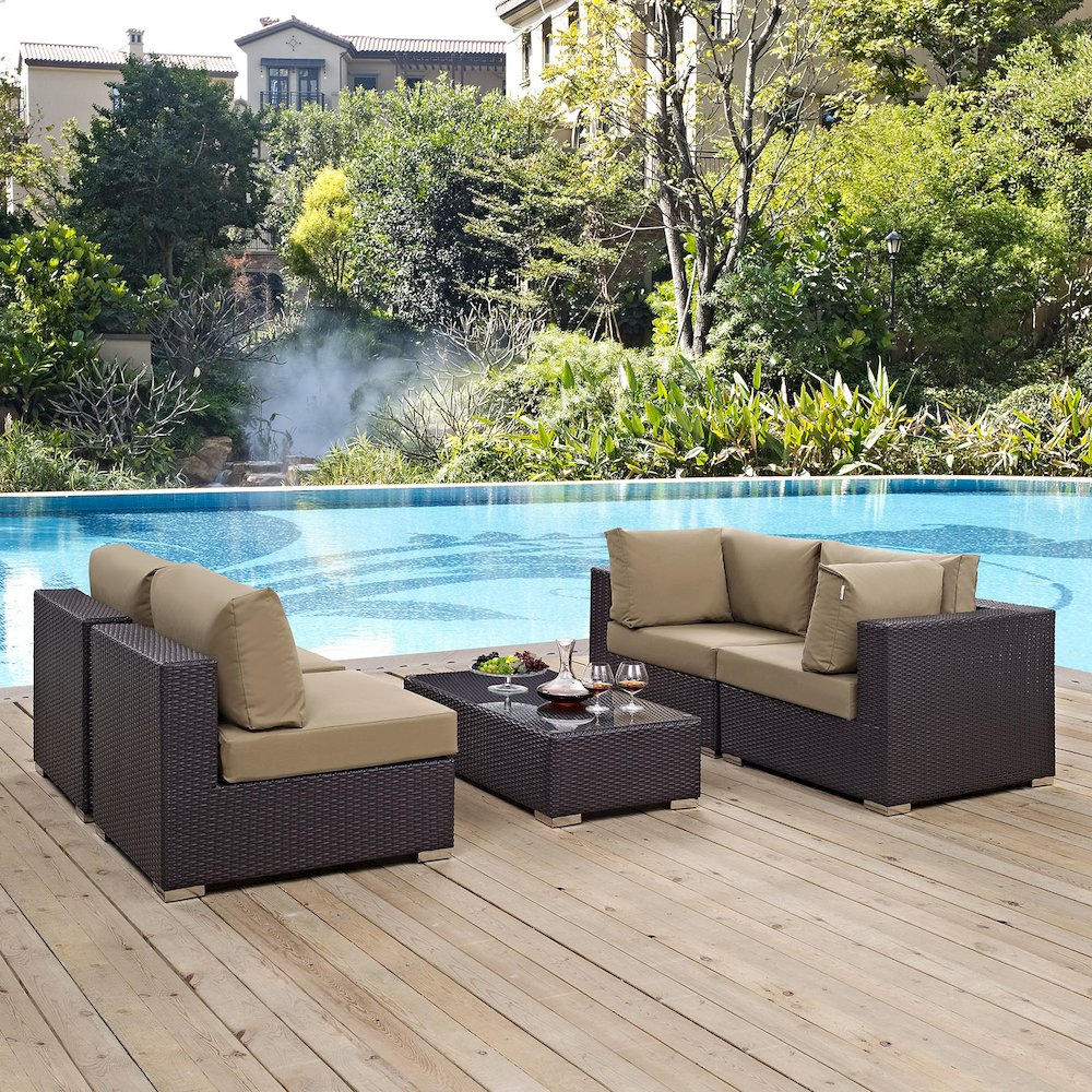 Convene 5 Piece Outdoor Patio Sectional Set. Picture 7
