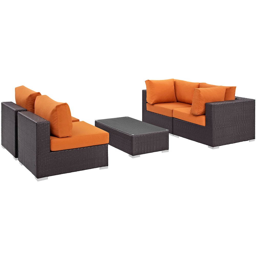 Convene 5 Piece Outdoor Patio Sectional Set. Picture 1