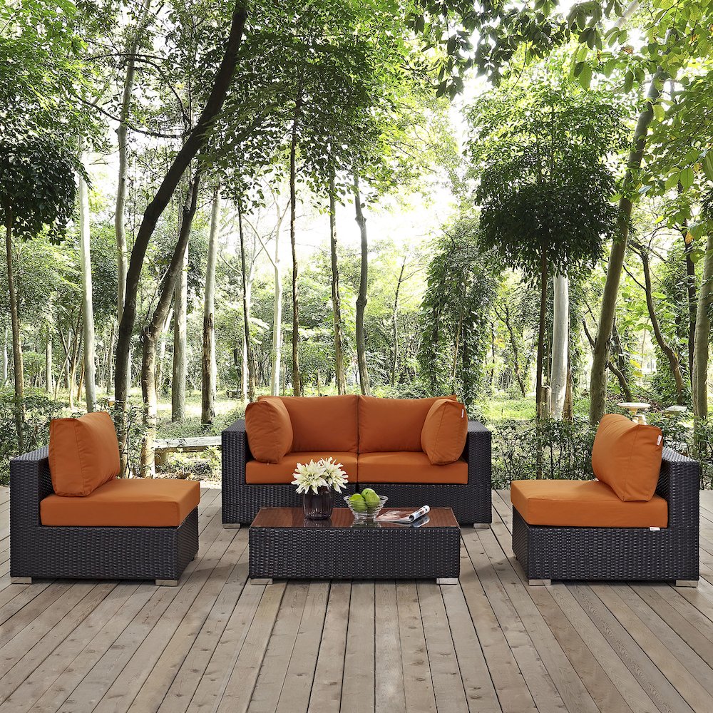 Convene 5 Piece Outdoor Patio Sectional Set. Picture 8