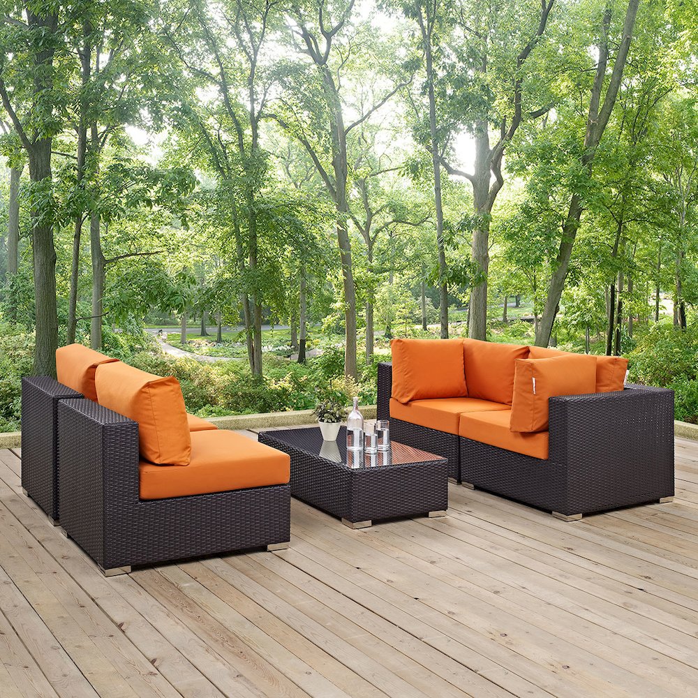Convene 5 Piece Outdoor Patio Sectional Set. Picture 7
