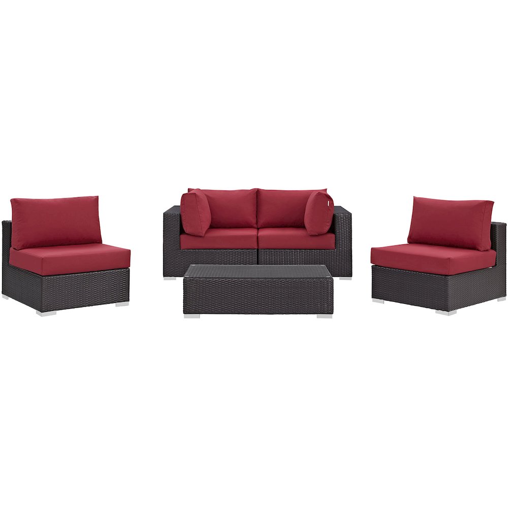 Convene 5 Piece Outdoor Patio Sectional Set. Picture 2