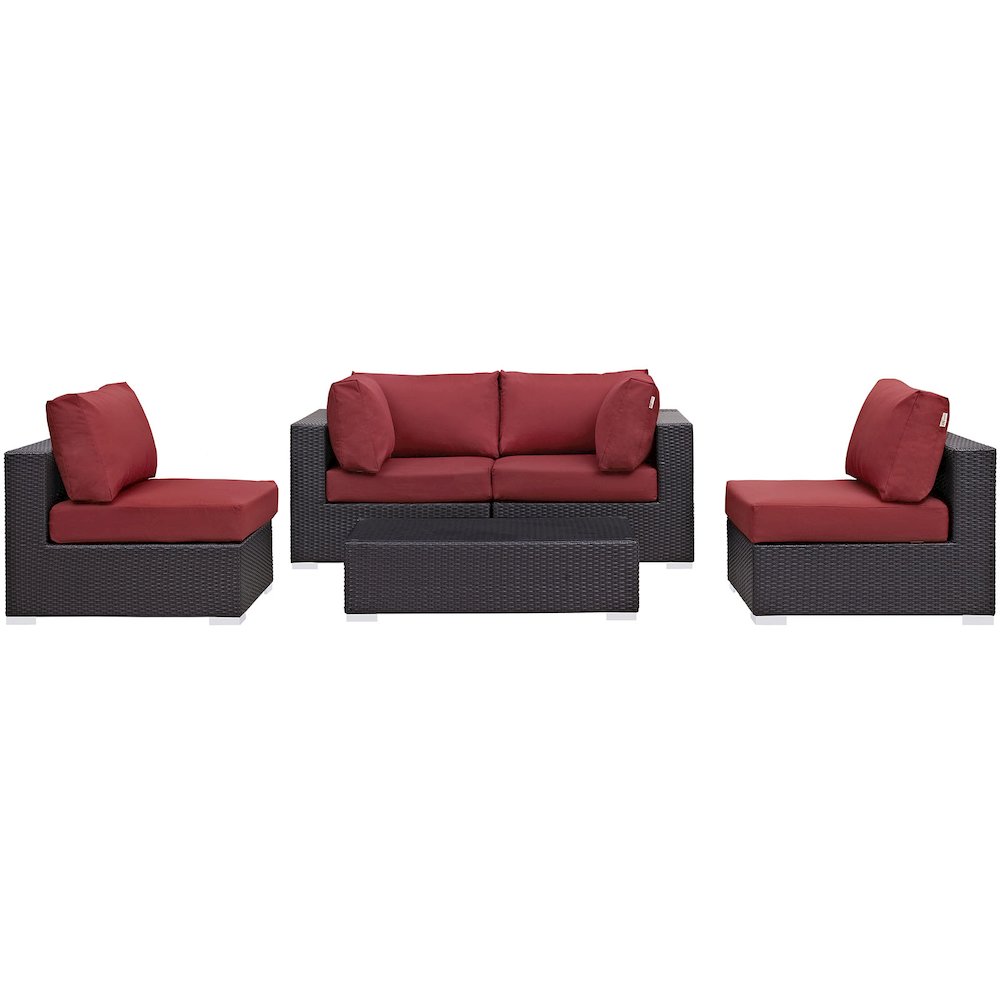 Convene 5 Piece Outdoor Patio Sectional Set. Picture 3