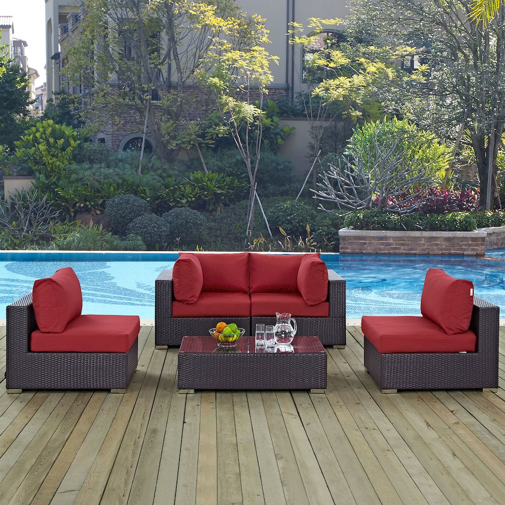Convene 5 Piece Outdoor Patio Sectional Set. Picture 8