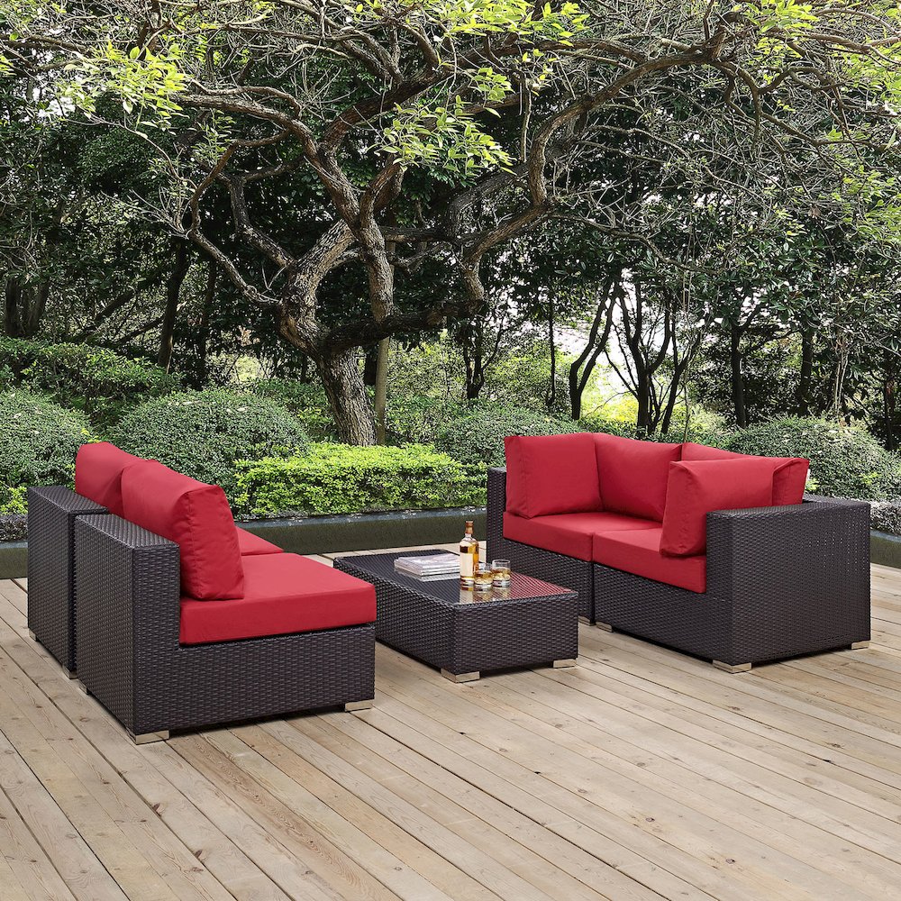 Convene 5 Piece Outdoor Patio Sectional Set. Picture 7