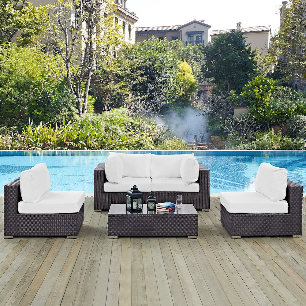 Convene 5 Piece Outdoor Patio Sectional Set. Picture 8