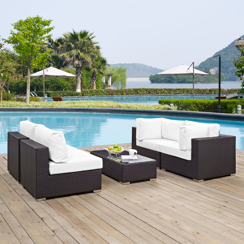 Convene 5 Piece Outdoor Patio Sectional Set. Picture 7