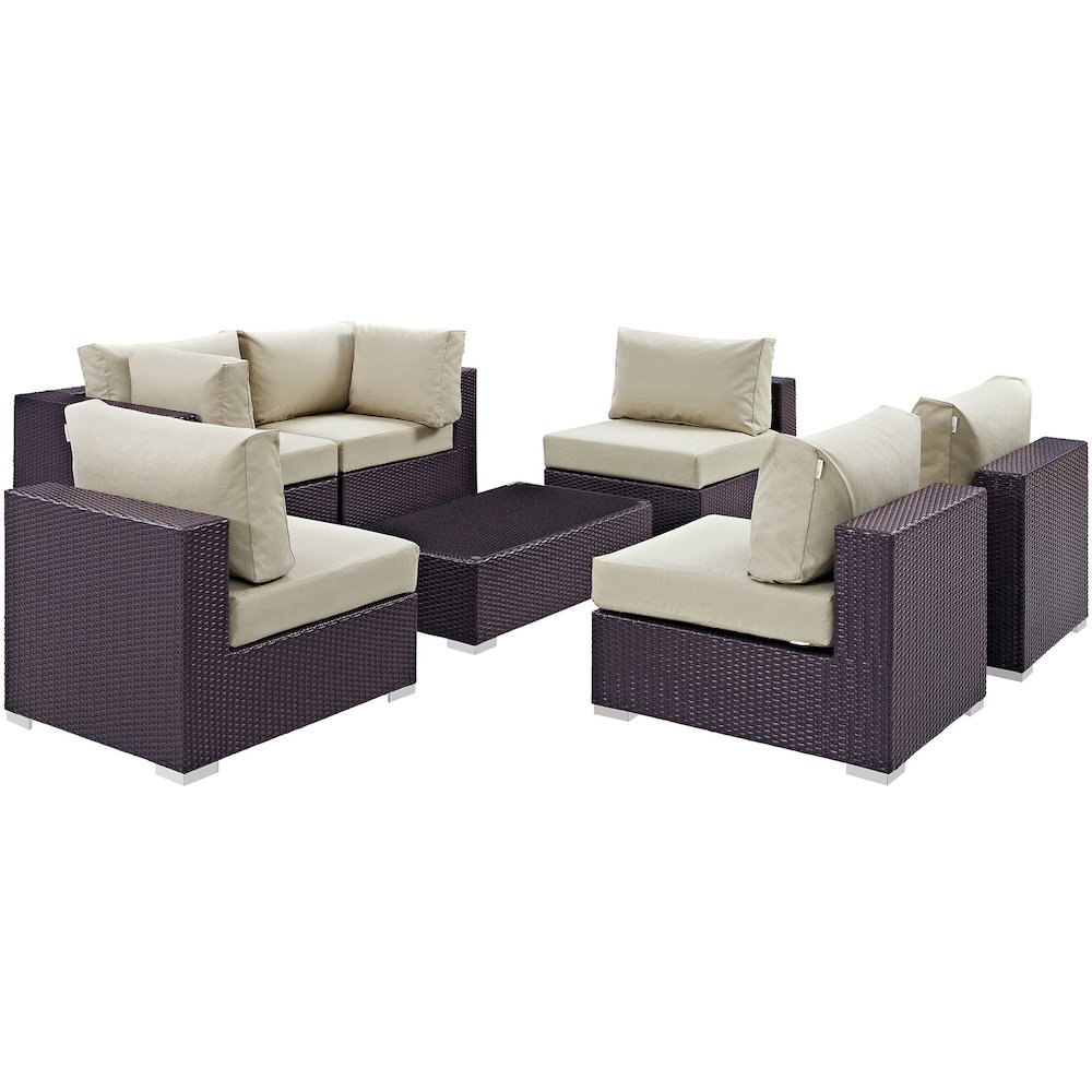 Convene 7 Piece Outdoor Patio Sectional Set. Picture 1