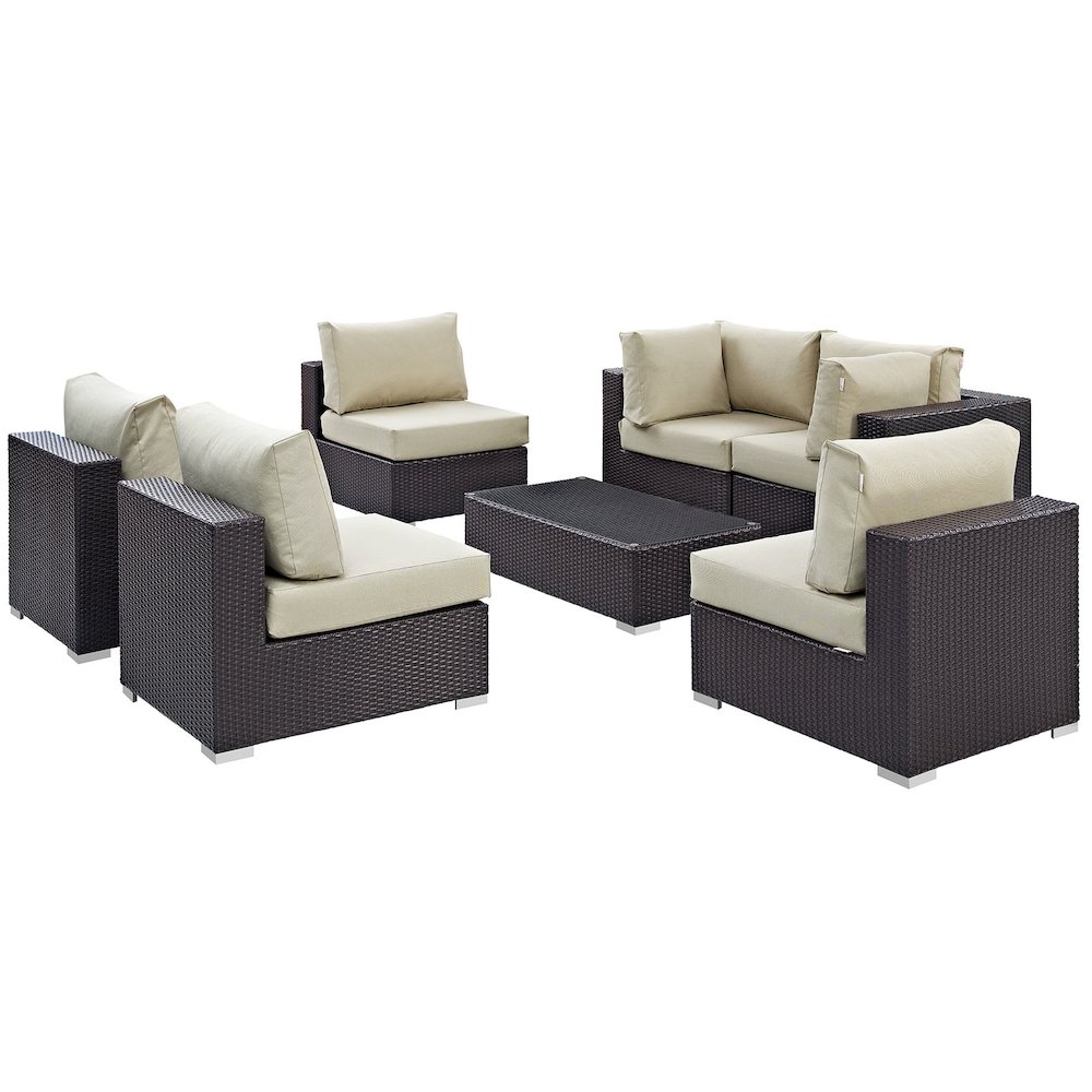 Convene 7 Piece Outdoor Patio Sectional Set. Picture 2