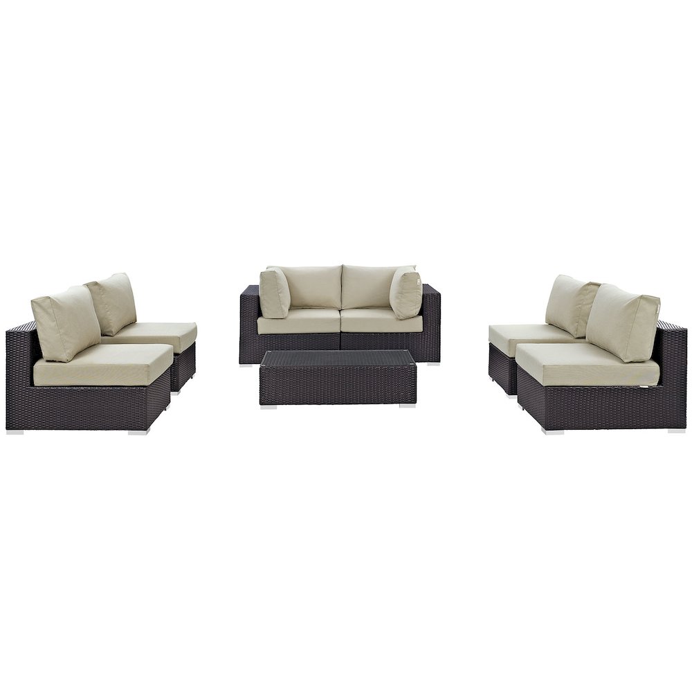 Convene 7 Piece Outdoor Patio Sectional Set. Picture 3