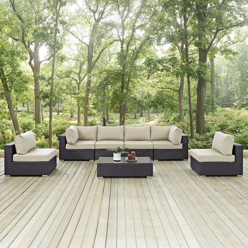 Convene 7 Piece Outdoor Patio Sectional Set. Picture 9