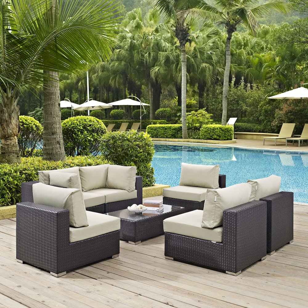 Convene 7 Piece Outdoor Patio Sectional Set. Picture 8