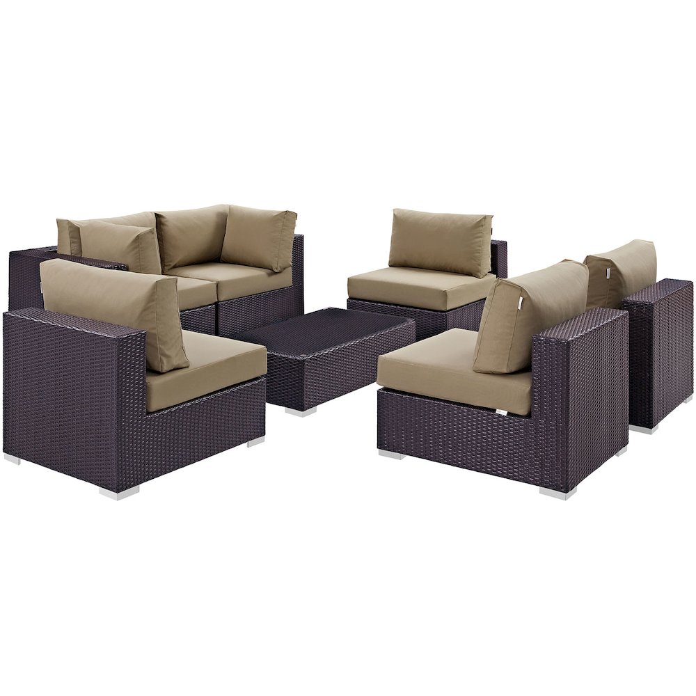 Convene 7 Piece Outdoor Patio Sectional Set. Picture 1