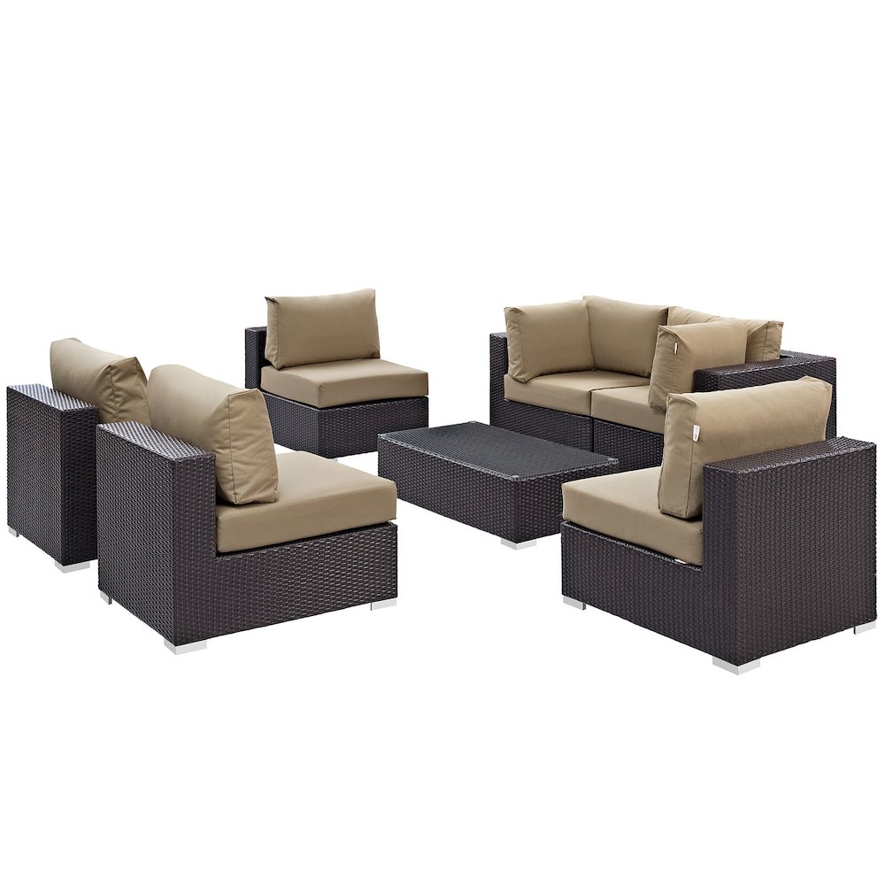 Convene 7 Piece Outdoor Patio Sectional Set. Picture 2
