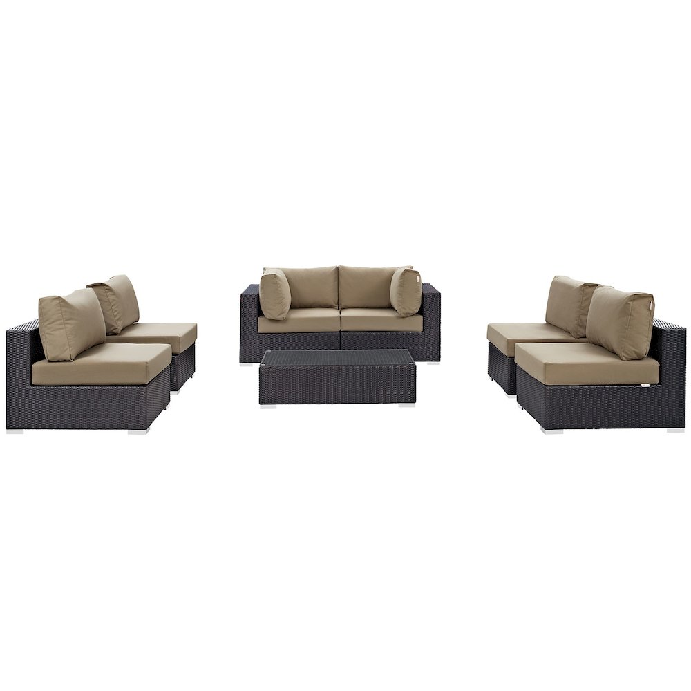 Convene 7 Piece Outdoor Patio Sectional Set. Picture 3