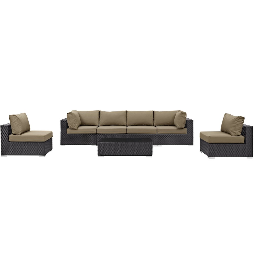 Convene 7 Piece Outdoor Patio Sectional Set. Picture 4