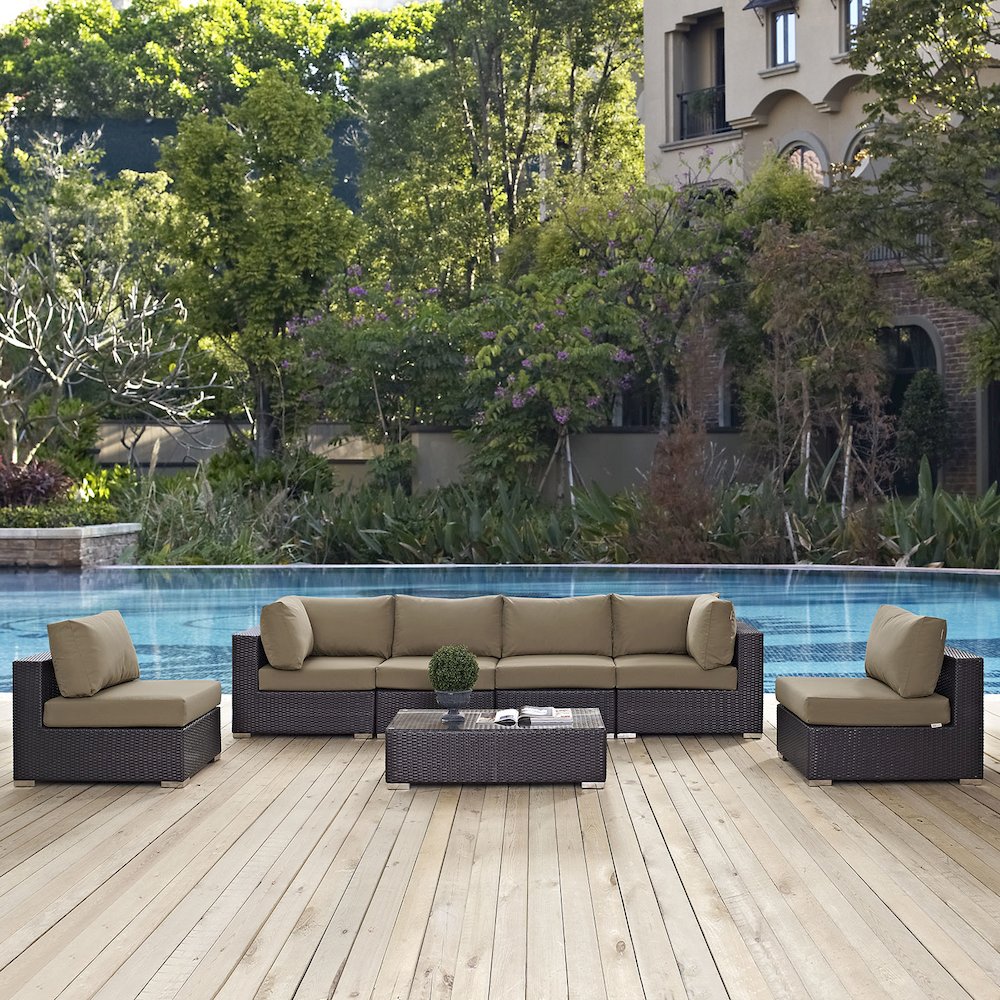 Convene 7 Piece Outdoor Patio Sectional Set. Picture 8